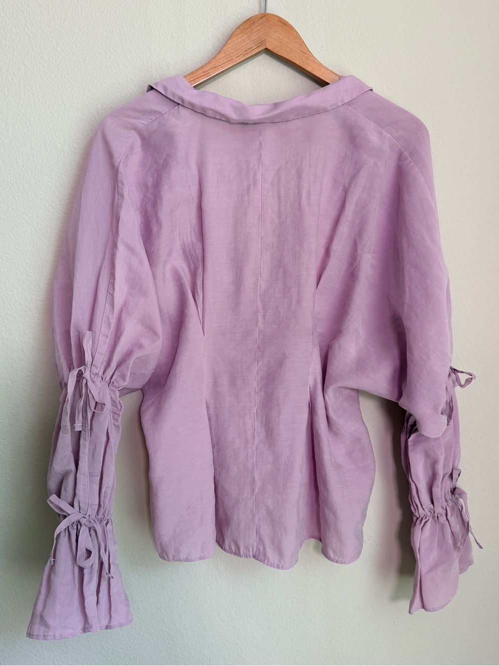 ASOS Design lilac Peasant Blouse - V-Neck, Gathered Waist- size US 8 - Picture 6 of 7